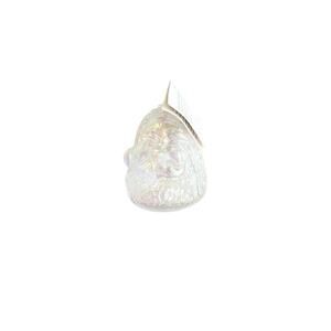 NWT Glass Eye Studio Christmas Ornament Santa Clear Iridescent .